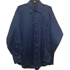 Kenneth Cole New York Dress Shirt‎ Mens 16 34-35 Slim Fit Long Sleeve Solid Blue
